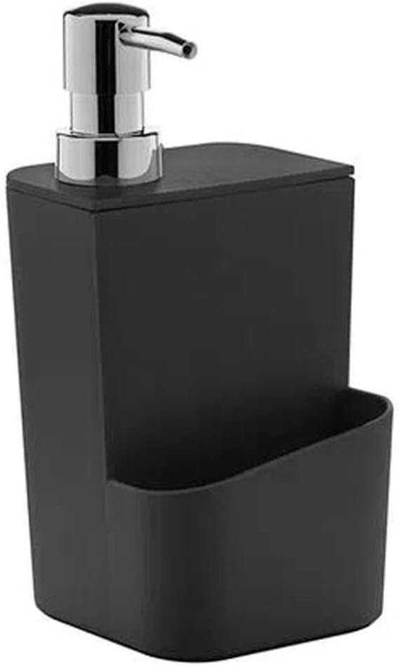 Ou Dispenser para Detergente e Esponja 650ml Preto Linha Trium