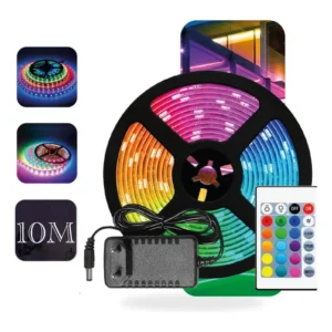 10m Fita Led Rgb 5050 Controle + Fonte 110v-220v Bivolt 127/220v