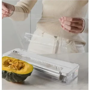 Organizador E Cortador De Rolos Duplo Papel Aluminio E Filme Transparente