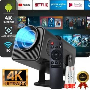 Projetor Inteligente Hy320 Pró 690 ANSI 5G Smart 4K Wifi 6 Bluetooth 5.0 Android 11 Lançamento 2026